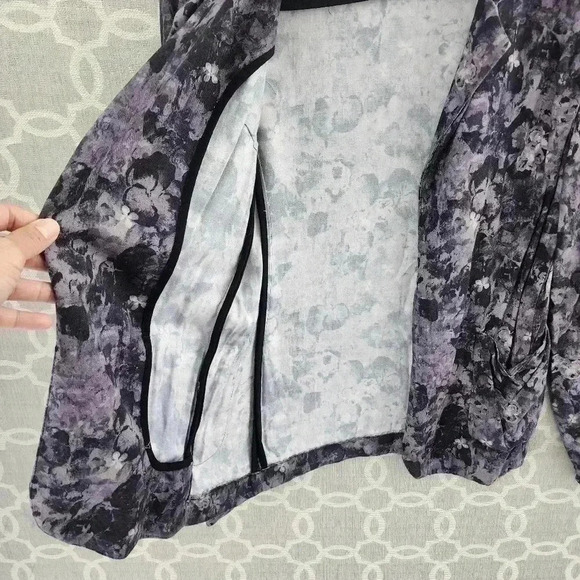 Aritzia Talula Open Front Printed Purple Women's Blazer 2 - Picture 8 of 10